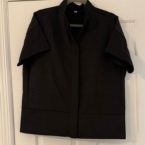 Black Short Sleeve Button Up